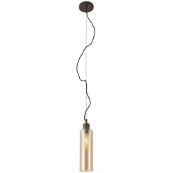 Hotel Chic Hängelampe Dunkelbronze mit bernsteinfarbenem Glas - Stavelot