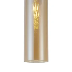 Hotel Chic Hängelampe Dunkelbronze mit bernsteinfarbenem Glas - Stavelot