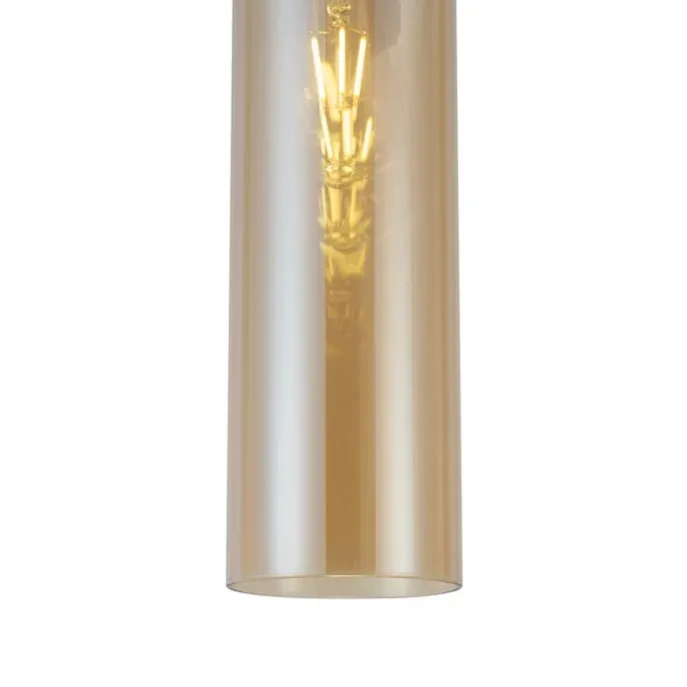 Hotel Chic Hängelampe Dunkelbronze mit bernsteinfarbenem Glas - Stavelot