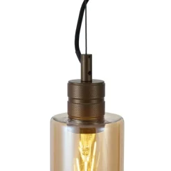 Hotel Chic Hängelampe Dunkelbronze mit bernsteinfarbenem Glas - Stavelot