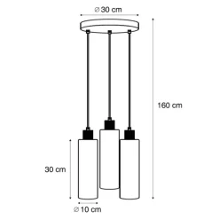 Hotel Chic Hängelampe Dunkelbronze mit bernsteinfarbenem Glas 3-flammig - Stavelot