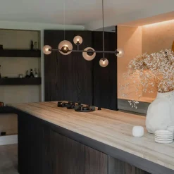 Hotel Chic Hängelampe Dunkelbronze mit Bronzeglas 6-Licht - Monaco