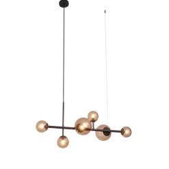 Hotel Chic Hängelampe Dunkelbronze mit Bronzeglas 6-Licht - Monaco