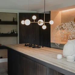 Hotel Chic Hängelampe Gold mit Opalweißem Glas 6-Lichter - Monaco