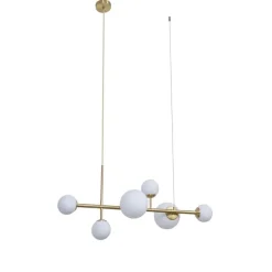 Hotel Chic Hängelampe Gold mit Opalweißem Glas 6-Lichter - Monaco