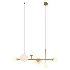 Hotel Chic Hängelampe Gold mit Opalweißem Glas 6-Lichter - Monaco