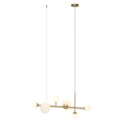 Hotel Chic Hängelampe Gold mit Opalweißem Glas 6-Lichter - Monaco