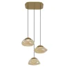 Hotel Chic Hängelampe Messing mit bernsteinfarbenem Glas 3-Licht - Gus