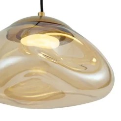 Hotel Chic Hängelampe Messing mit bernsteinfarbenem Glas 5-Licht - Gus