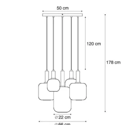 Hotel Chic Hängelampe Schwarz und Gold mit grünem Glas 5-Lichter - Zuzanna