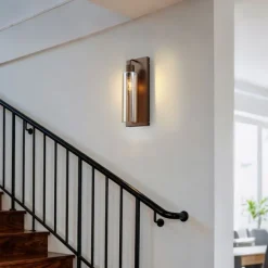 Hotel Chic Wandleuchte Dunkelbronze mit bernsteinfarbenem Glas - Stavelot