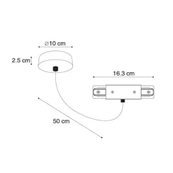 I Stromversorgung mit runder Montageplatte für 1-Phasenschiene schwarz - Iconic