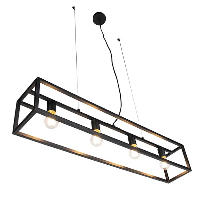 Industrie Hängelampe Schwarz 4-flammig - Cage 4