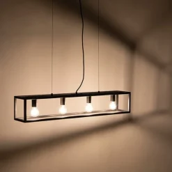 Industrie Hängelampe Schwarz 4-flammig - Cage 4