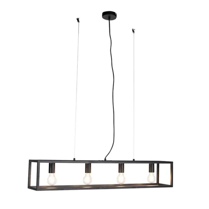 Industrie Hängelampe Schwarz 4-flammig - Cage 4