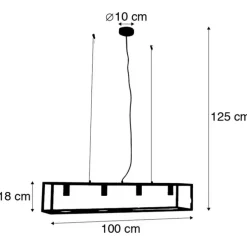 Industrie Hängelampe Schwarz 4-flammig - Cage 4