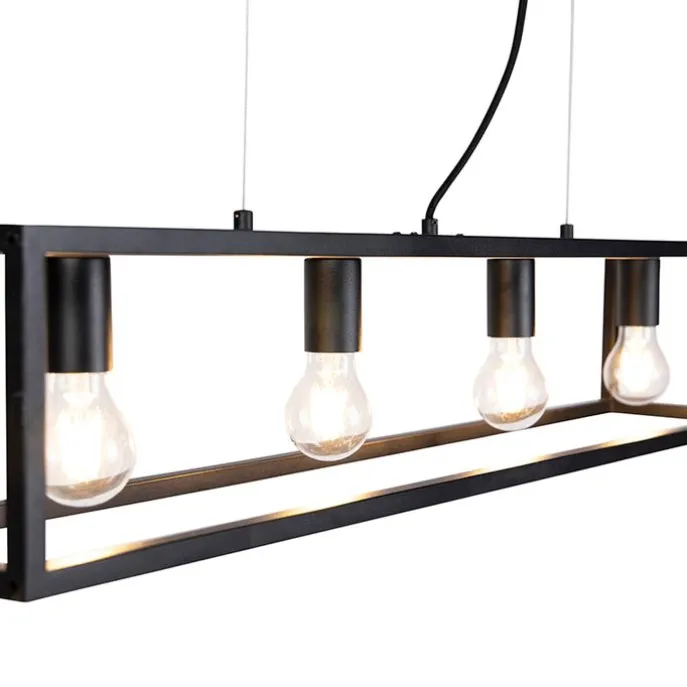 Industrie Hängelampe Schwarz 4-flammig - Cage 4