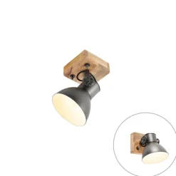 Industrie Spot schwarz mit Mangoholz 18 cm - Mangos