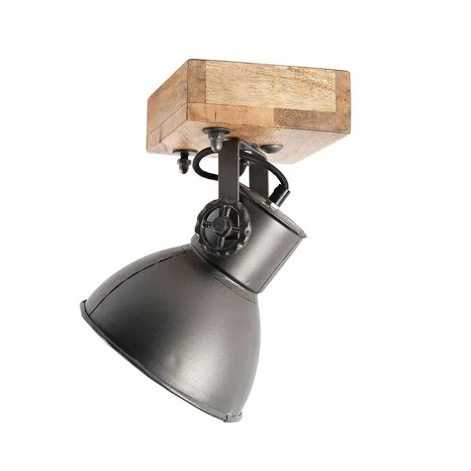 Industrie Spot schwarz mit Mangoholz 18 cm - Mangos