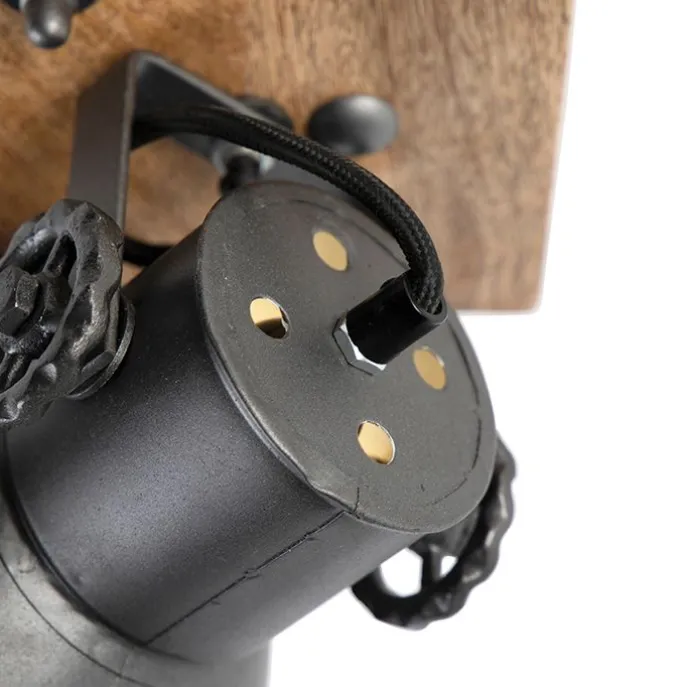 Industrie Spot schwarz mit Mangoholz 18 cm - Mangos