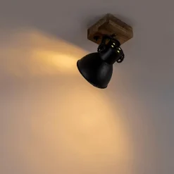 Industrie Spot schwarz mit Mangoholz 18 cm - Mangos