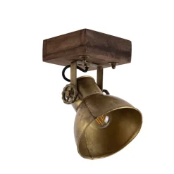 Industriedeckenstrahler Bronze mit Holz 18 cm - Mangos