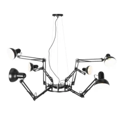 Industrie-Hängelampe schwarz 6-flammig verstellbar - Hobby Spinne