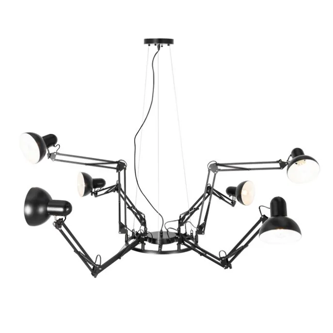 Industrie-Hängelampe schwarz 6-flammig verstellbar - Hobby Spinne
