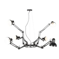 Industrie-Hängelampe schwarz 6-flammig verstellbar - Hobby Spinne