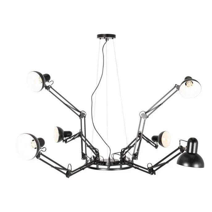 Industrie-Hängelampe schwarz 6-flammig verstellbar - Hobby Spinne