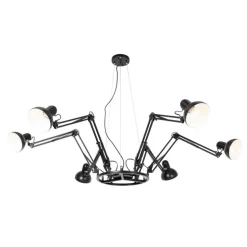 Industrie-Hängelampe schwarz 6-flammig verstellbar - Hobby Spinne