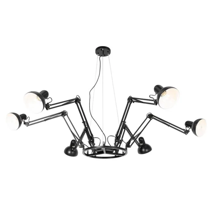Industrie-Hängelampe schwarz 6-flammig verstellbar - Hobby Spinne