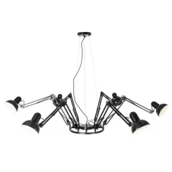 Industrie-Hängelampe schwarz 6-flammig verstellbar - Hobby Spinne