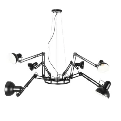 Industrie-Hängelampe schwarz 6-flammig verstellbar - Hobby Spinne