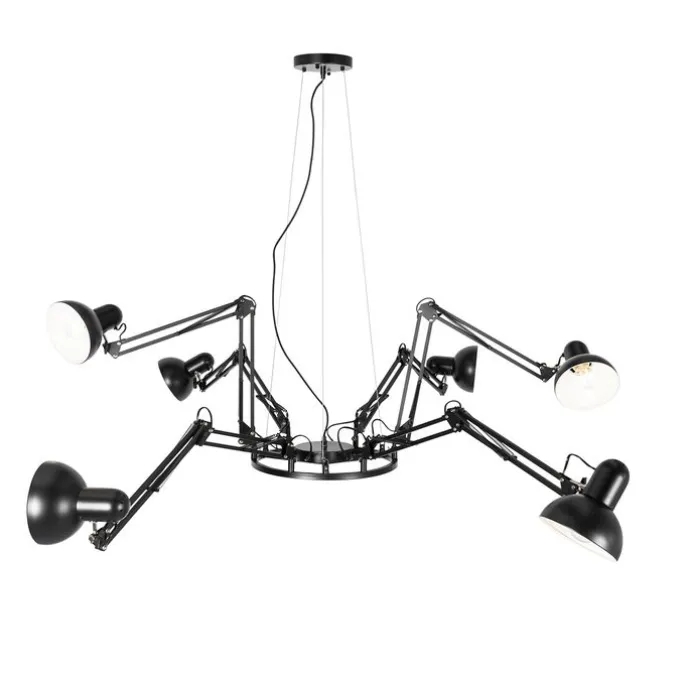 Industrie-Hängelampe schwarz 6-flammig verstellbar - Hobby Spinne