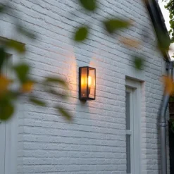 Industrielle Außenwandlampe schwarz IP44 mit Glas - Rotterdam