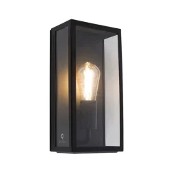 Industrielle Außenwandlampe schwarz IP44 mit Glas - Rotterdam