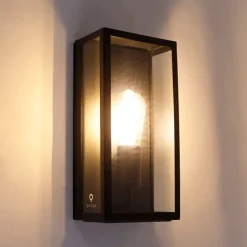 Industrielle Außenwandlampe schwarz IP44 mit Glas - Rotterdam