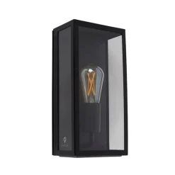 Industrielle Außenwandlampe schwarz IP44 mit Glas - Rotterdam