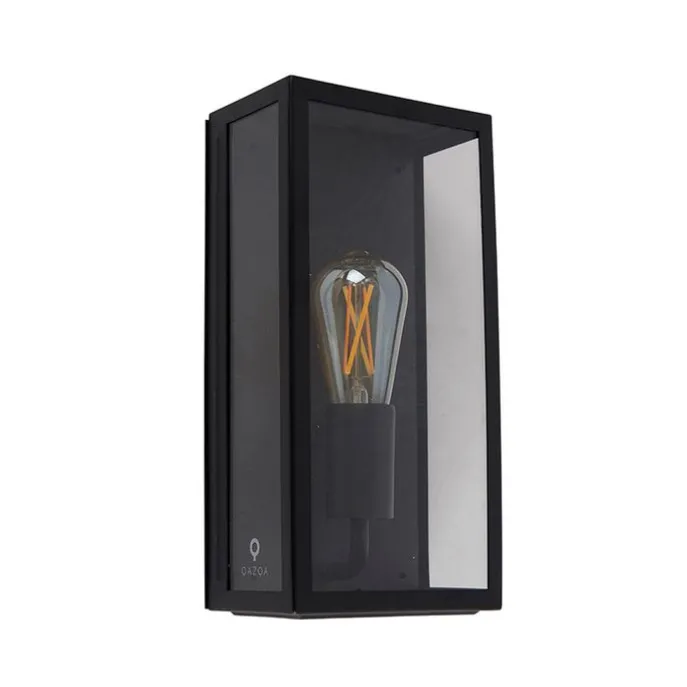 Industrielle Außenwandlampe schwarz IP44 mit Glas - Rotterdam