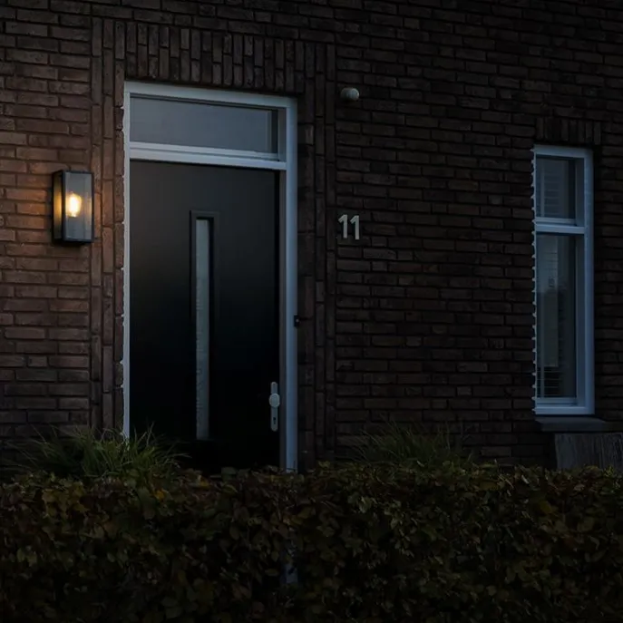 Industrielle Außenwandlampe schwarz IP44 mit Glas - Rotterdam