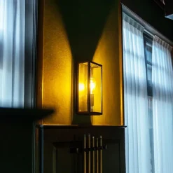 Industrielle Außenwandlampe schwarz IP44 mit Glas - Rotterdam