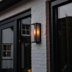 Industrielle Außenwandlampe schwarz IP44 mit Glas - Rotterdam