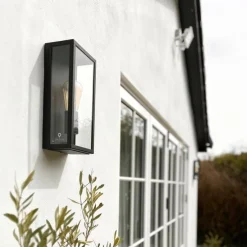 Industrielle Außenwandlampe schwarz IP44 mit Glas - Rotterdam