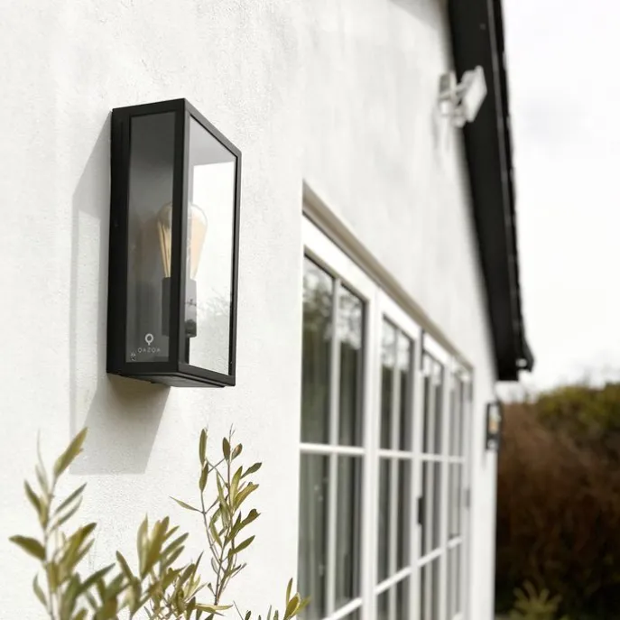 Industrielle Außenwandlampe schwarz IP44 mit Glas - Rotterdam