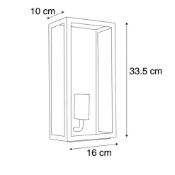 Industrielle Außenwandlampe schwarz IP44 mit Glas - Rotterdam