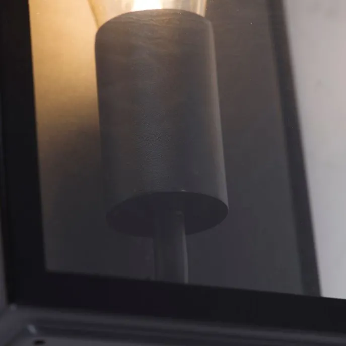 Industrielle Außenwandlampe schwarz IP44 mit Glas - Rotterdam