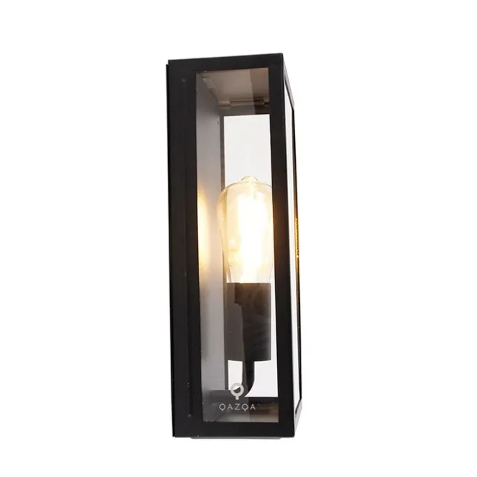 Industrielle Außenwandlampe schwarz IP44 mit Glas - Rotterdam