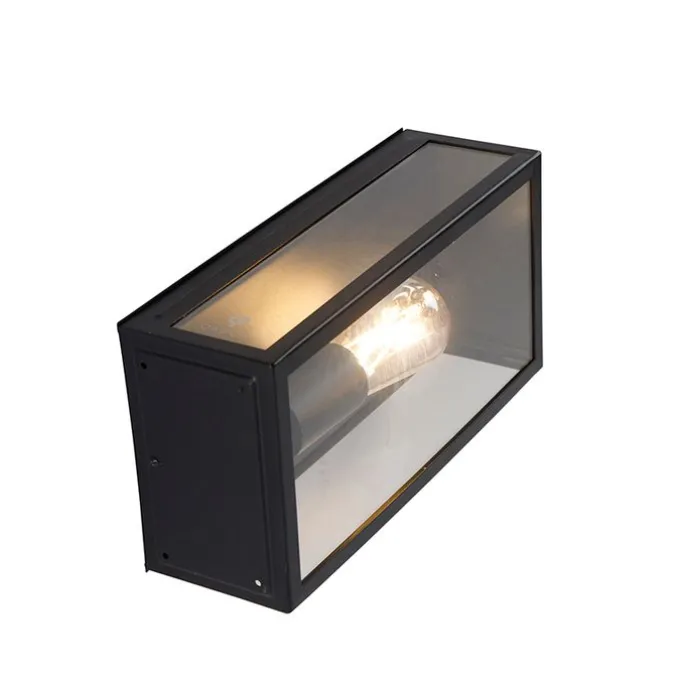 Industrielle Außenwandlampe schwarz IP44 mit Glas - Rotterdam