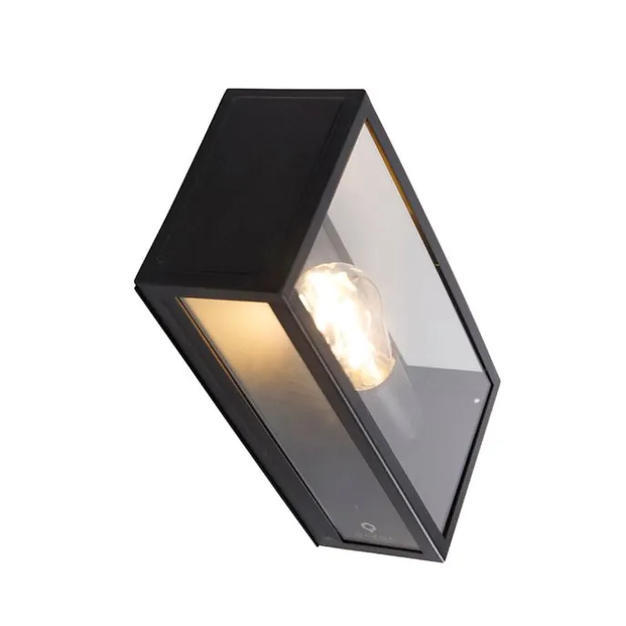 Industrielle Außenwandlampe schwarz IP44 mit Glas - Rotterdam
